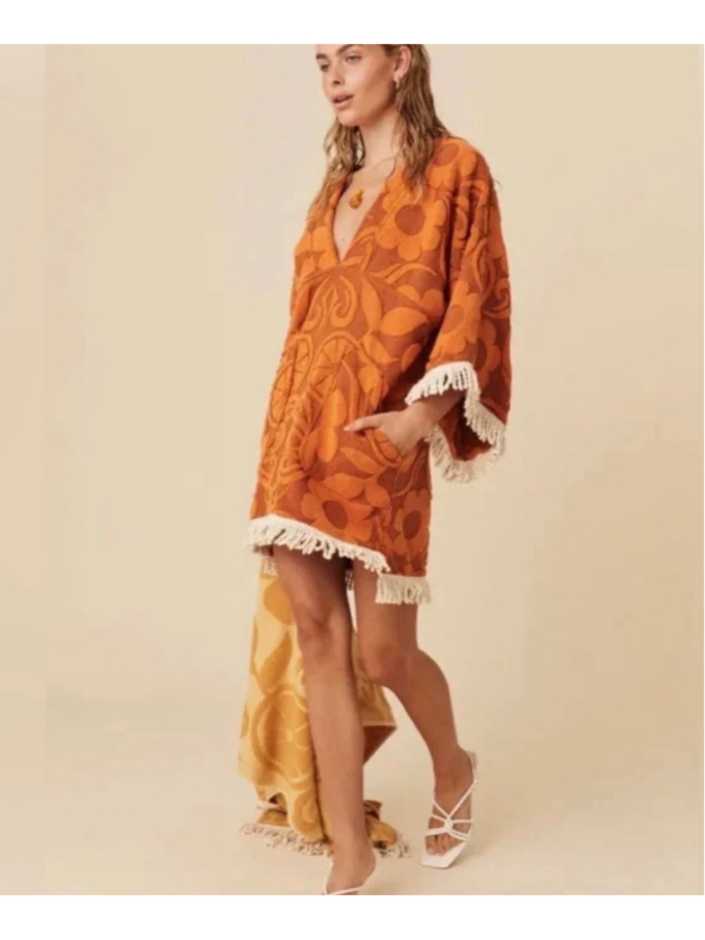NWT Spell & the Gypsy Free People Pomelia Orange Retro Sun Poncho SZ Small